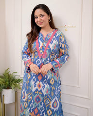 Premium Cotton Printed Designer Kurti With Bottom Set