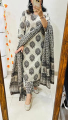 Beautiful kurti pant dupatta set in Premium Rich Cotton